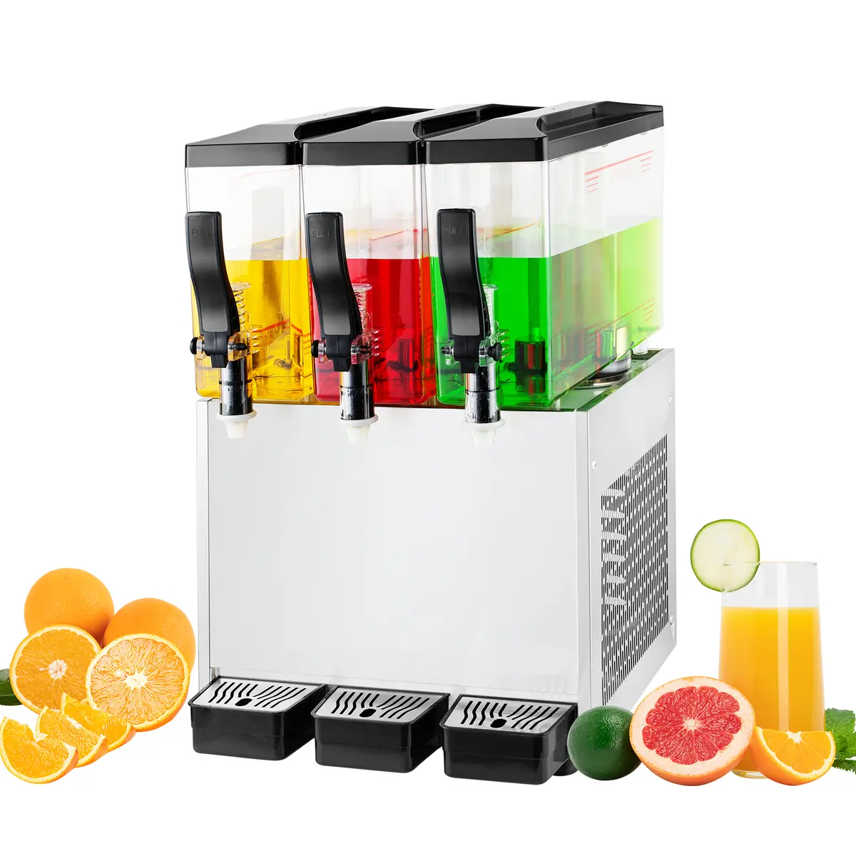 Tecspace 110V Commercial Beverage Dispenser Cold And Hot 3 Tanks 30L 9.5 Gallon Stainless Steel Fruit Juice Beverage Machine 1