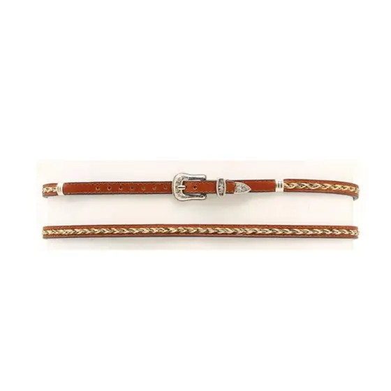 M&F Brown Hat Band Braided Horsehair On Leather 1