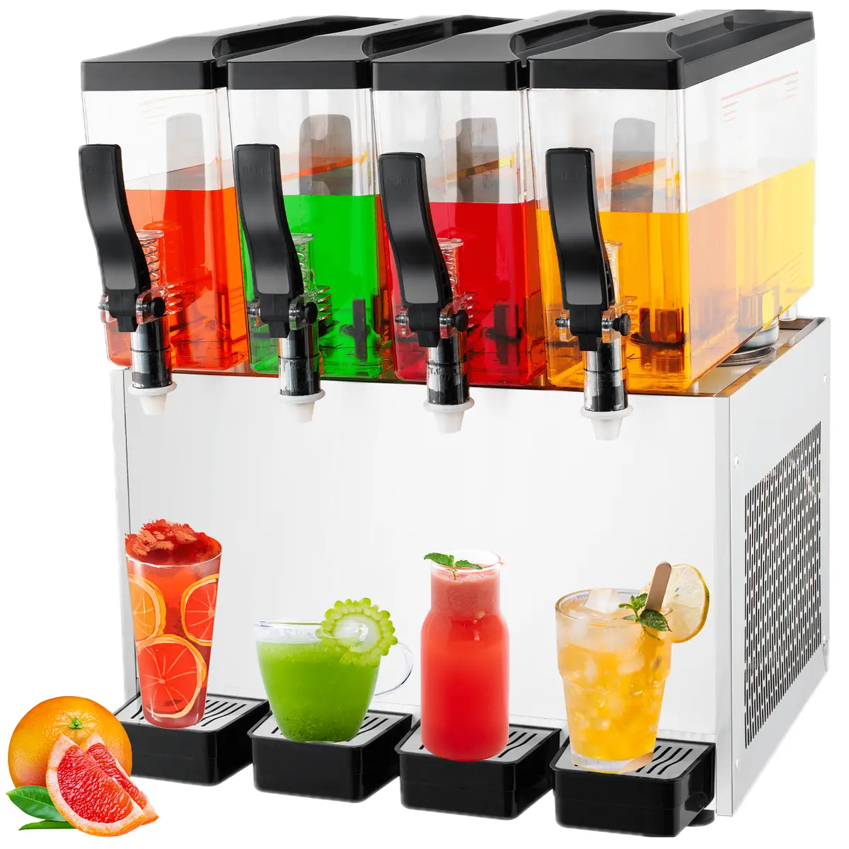 Tecspace 110V Commercial Beverage Dispenser Cold And Hot 4 Tanks 40L 12.7 Gallon Stainless Steel Fruit Juice Beverage Machine 1