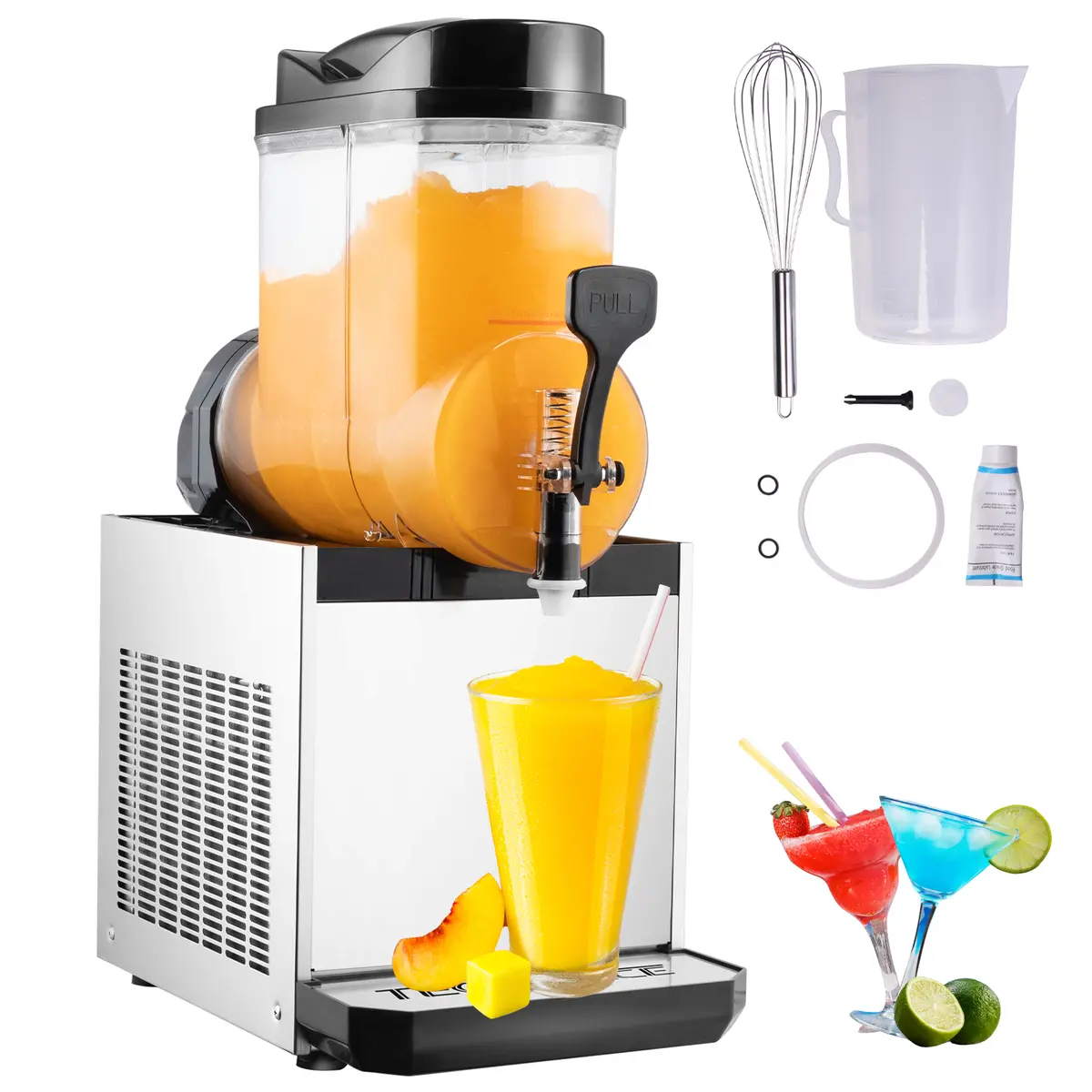 Tecspace 15L 1 Tank 110V Commercial Slushy Machine 600W Stainless Steel Margarita Smoothie Frozen Drink Maker 1