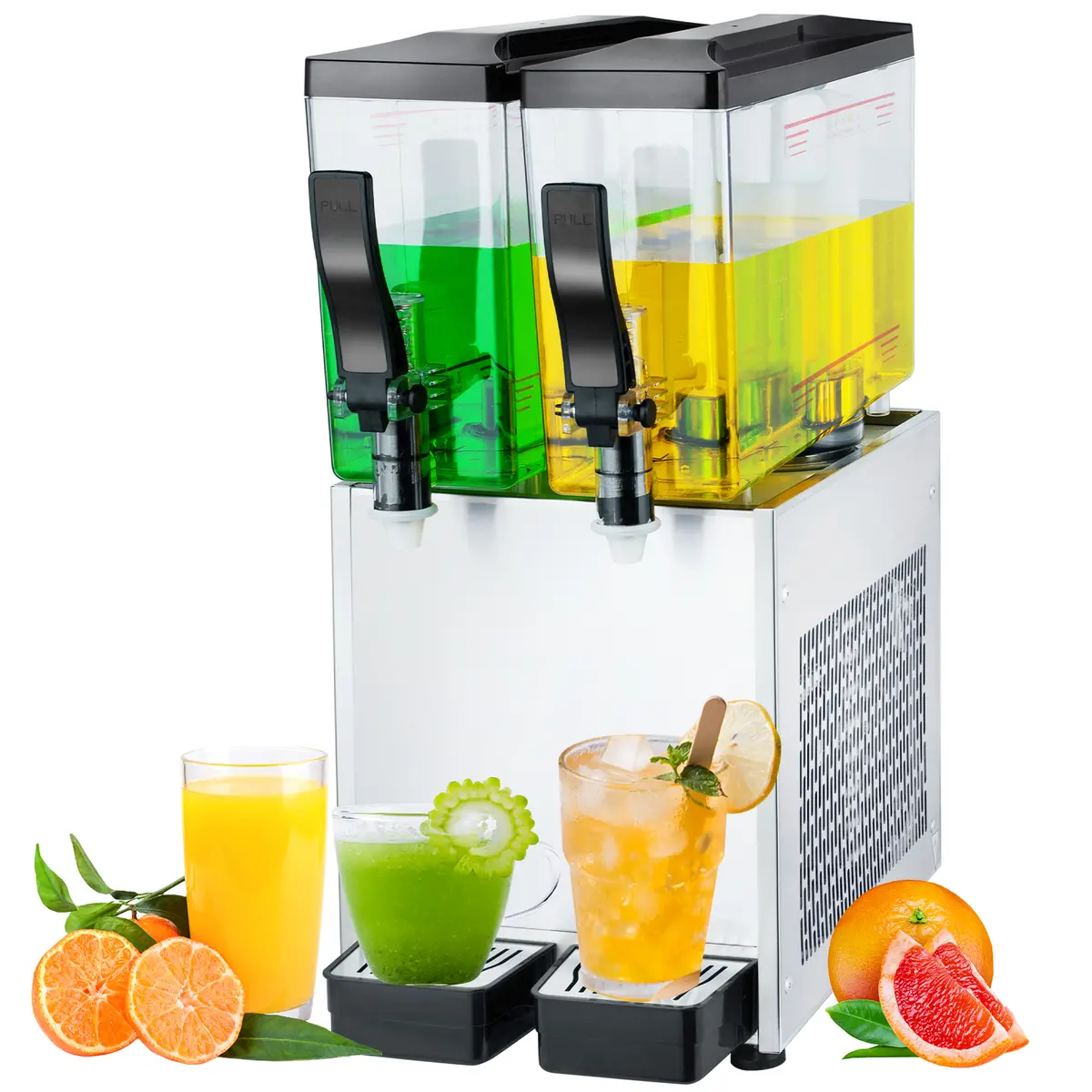 Tecspace 110V 20L Commercial Beverage Dispenser Cold And Hot 2 Tanks 6.4 Gallon 150W Stainless Steel Fruit Juice Beverage Machine 1