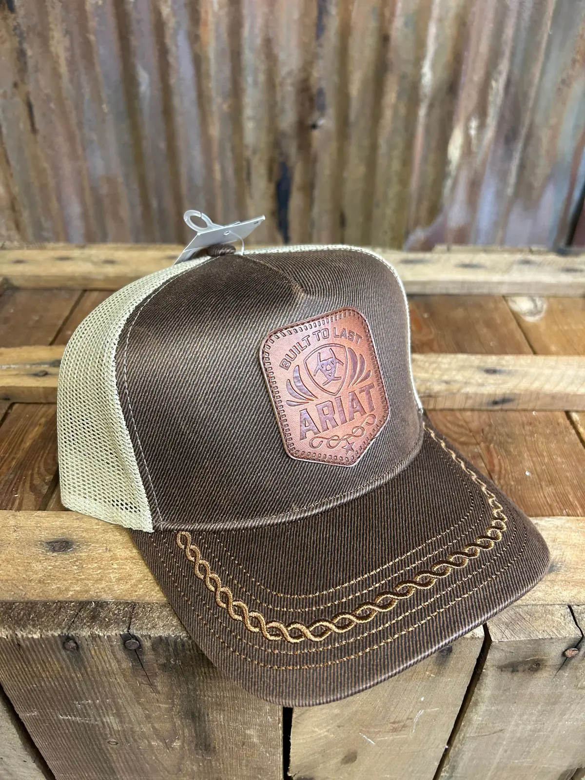 Ariat Leather Patch Snapback 1