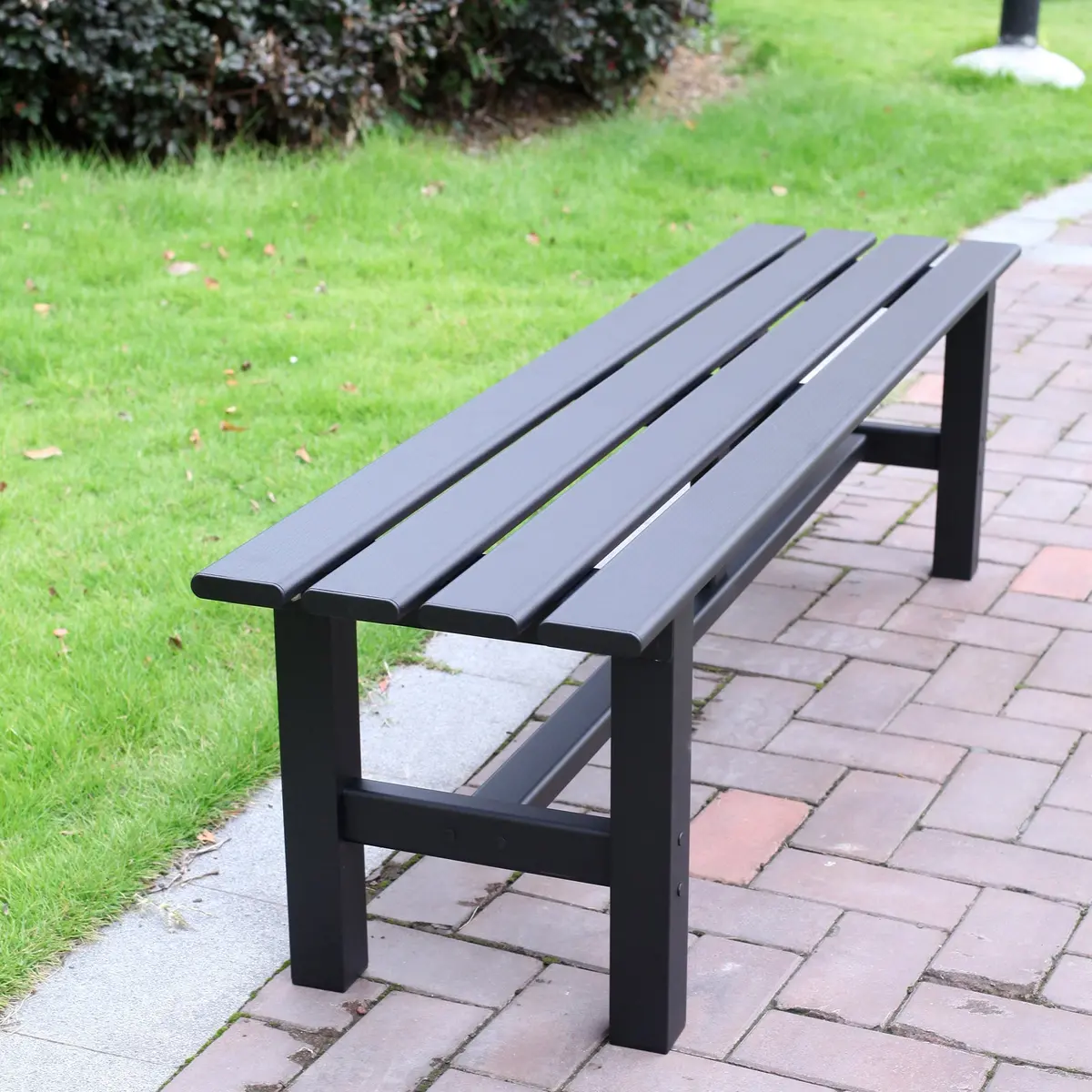 Tecspace Aluminum Outdoor Patio Bench Black,59.1 X 14.2X 15.7 Inches,Light Weight High Load-Bearing,Outdoor Bench 1