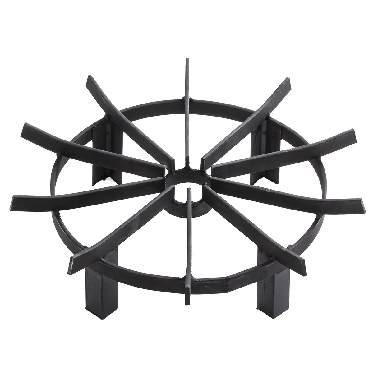 Tecspace 16In Iron Fire Grate, Fireplace Log Grates Burning Rack, Wagon Wheel Firewood Grate With 4 Legs For Chimney, Hearth Wood Stove 1