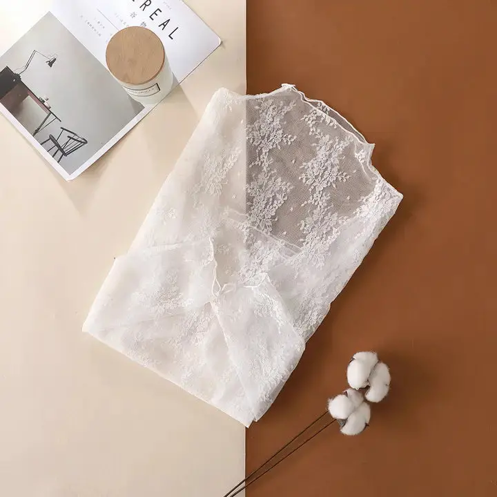Floral Layering Mesh Top - White 1