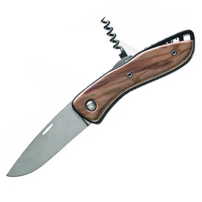 Wichard Olivewood Handle Straight Blade Knife W/ Corkscrew 1