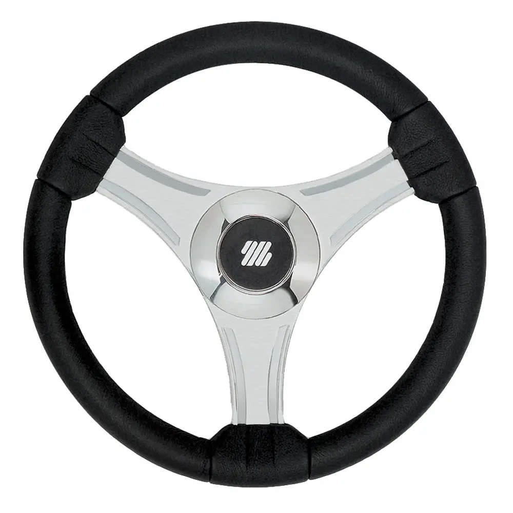 Uflex - Tavolara - 13.8" Black Polyurethane Steering Wheel W/Silver Spokes  X62 Hub [65277N] 1