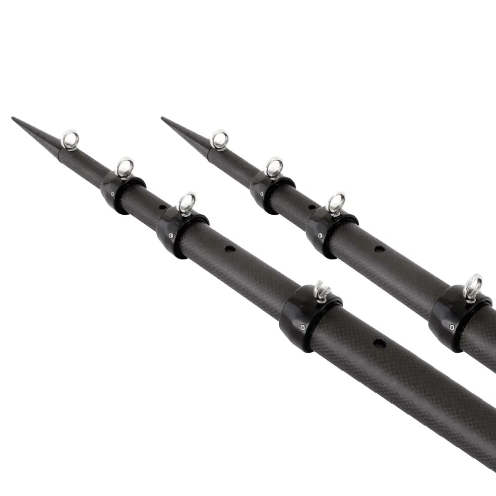 Tigress 15' Xd 3K Carbon Fiber Telescoping Outrigger Poles - Matte Black/ Black - Pair [88679-6] 1