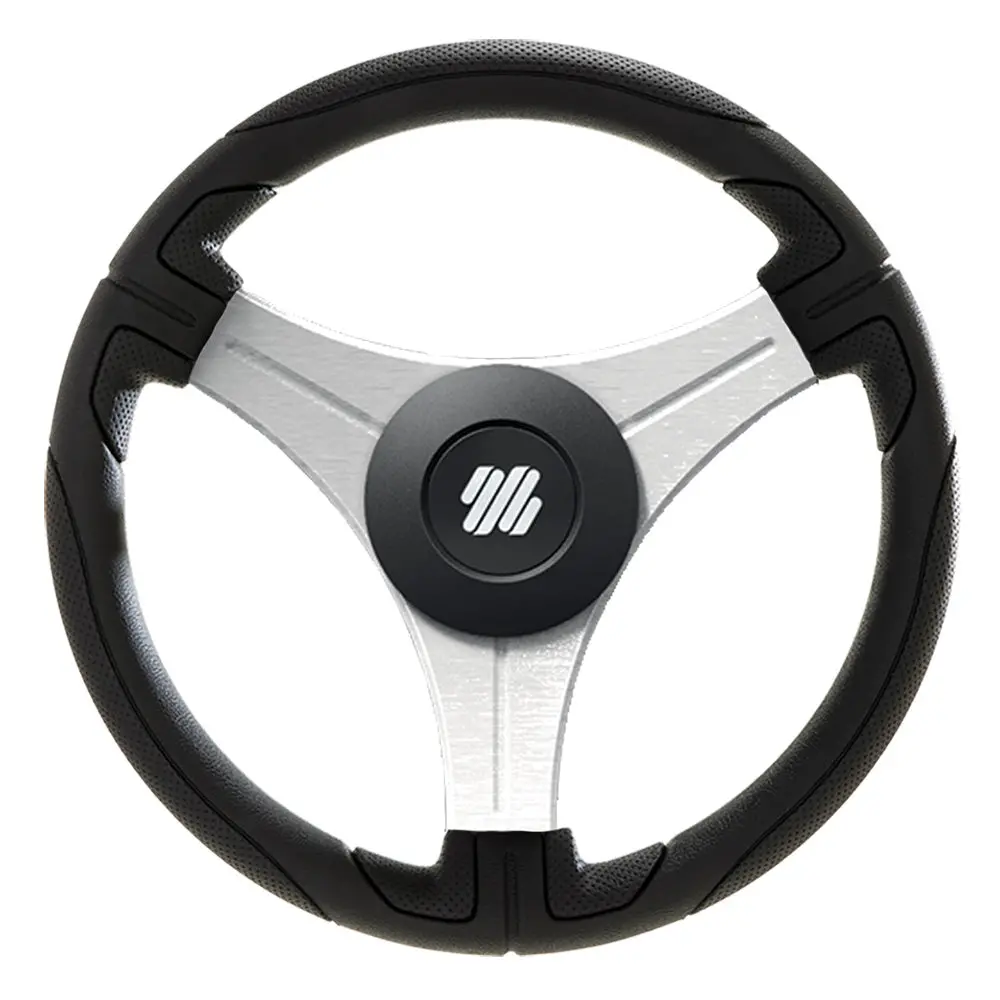 Uflex Ustica 13" Steering Wheel - Black - Polyurethane W/Silver Spokes  X62 Hub [Ustica-B/S] 1