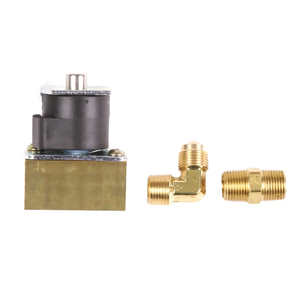 Trident Marine 12Vdc Low-Pressure Brass Solenoid Shut-Off Valve 3/8" Female Ports  2 Brass Connection Fittings [1300-7706.2-Kit] 1