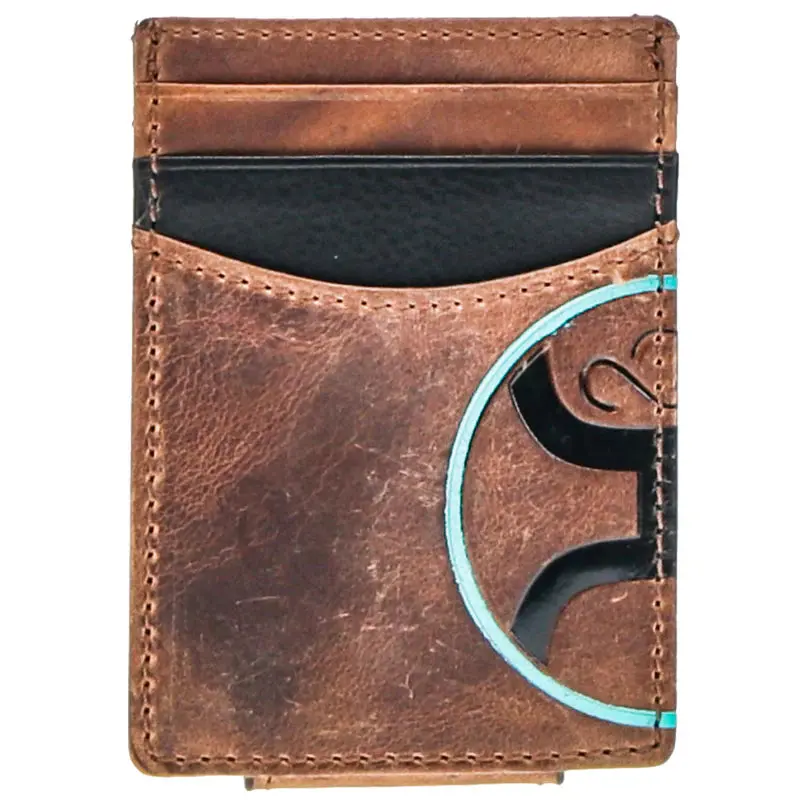 Hooey 2.0 Brown Embossed Leather Money Clip 1