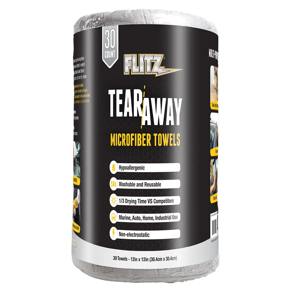 Flitz 12" X 12" Tear-Away Microfiber Towels - Grey *30-Pack [Mc330r] 1