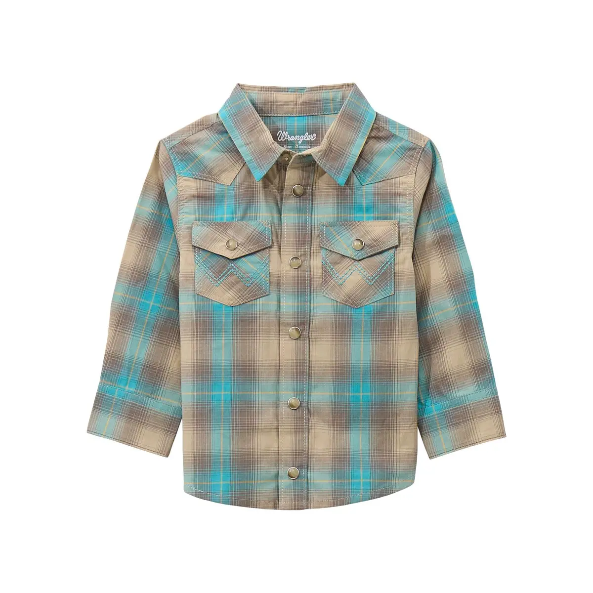 Wrangler Long Sleeve Baby In Tan/Aqua 1