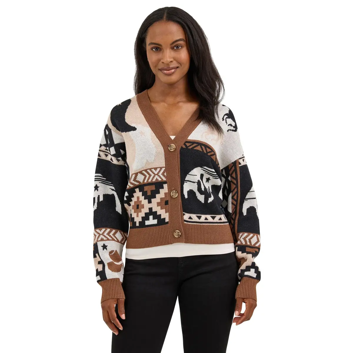 Wrangler Retro® Punchy Sweater Cardigan - Brown 1