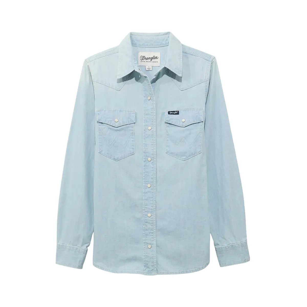 Wrangler Denim Snap Shirt In Bleached Denim 1