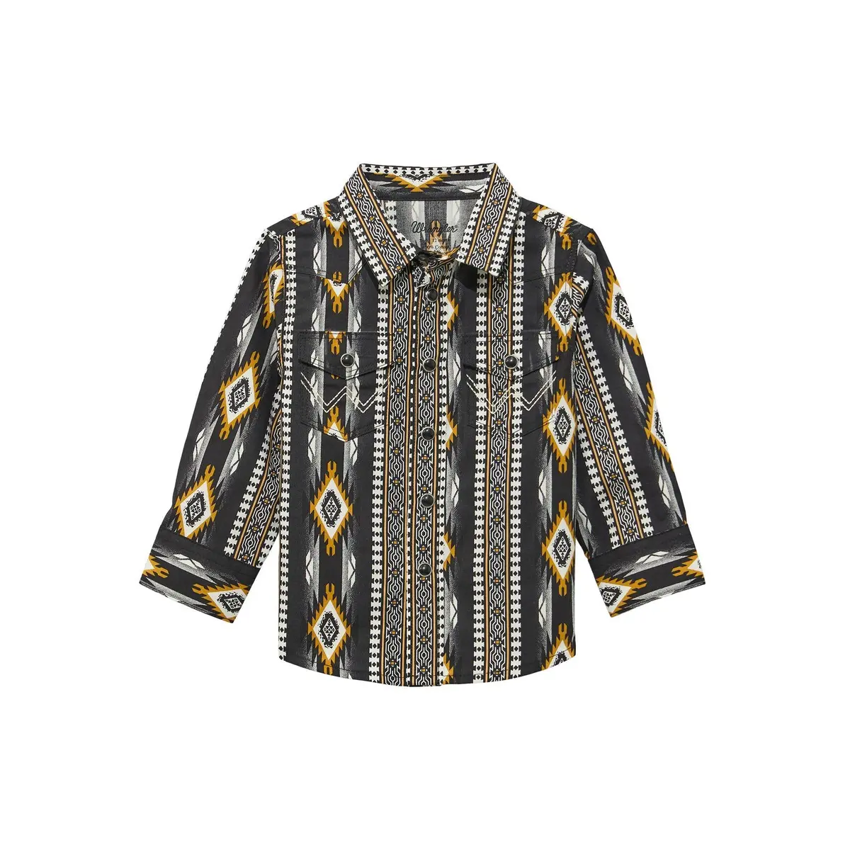 Wrangler Pearl Snap Shirt In Black Multi 1