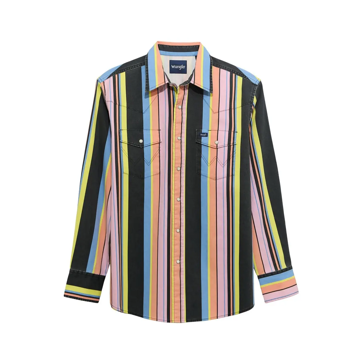 Wrangler Brushpopper Vintage Inspired Long Sleeve Shirt In Black Multi 1