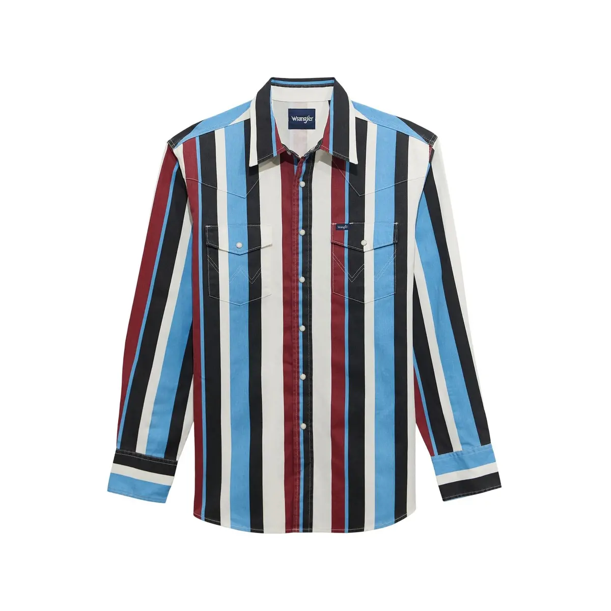 Wrangler Brushpopper Vintage Inspired Long Sleeve Shirt In Blue Multi 1