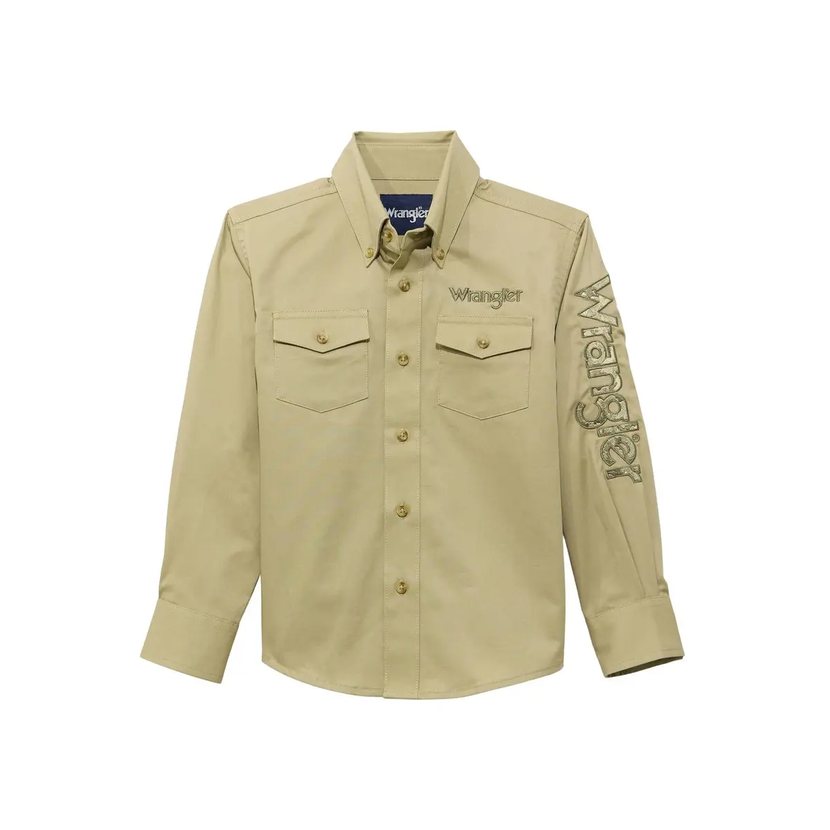 Wrangler Logo Long Sleeve Shirt In Brown 1