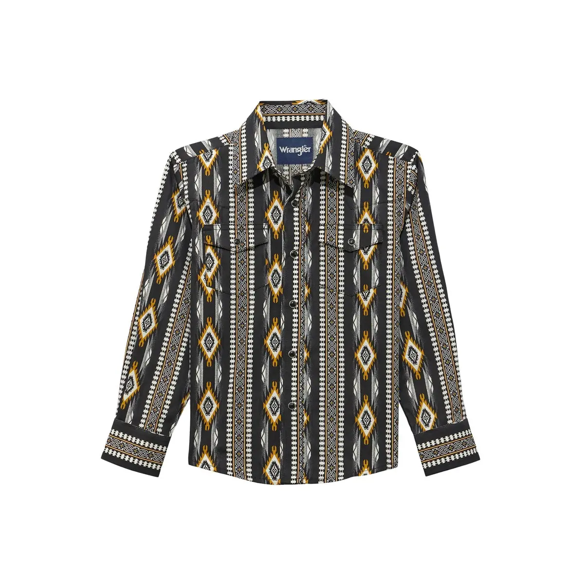 Wrangler Boys Checotah Long Sleeve Shirt In Black/Brown 1