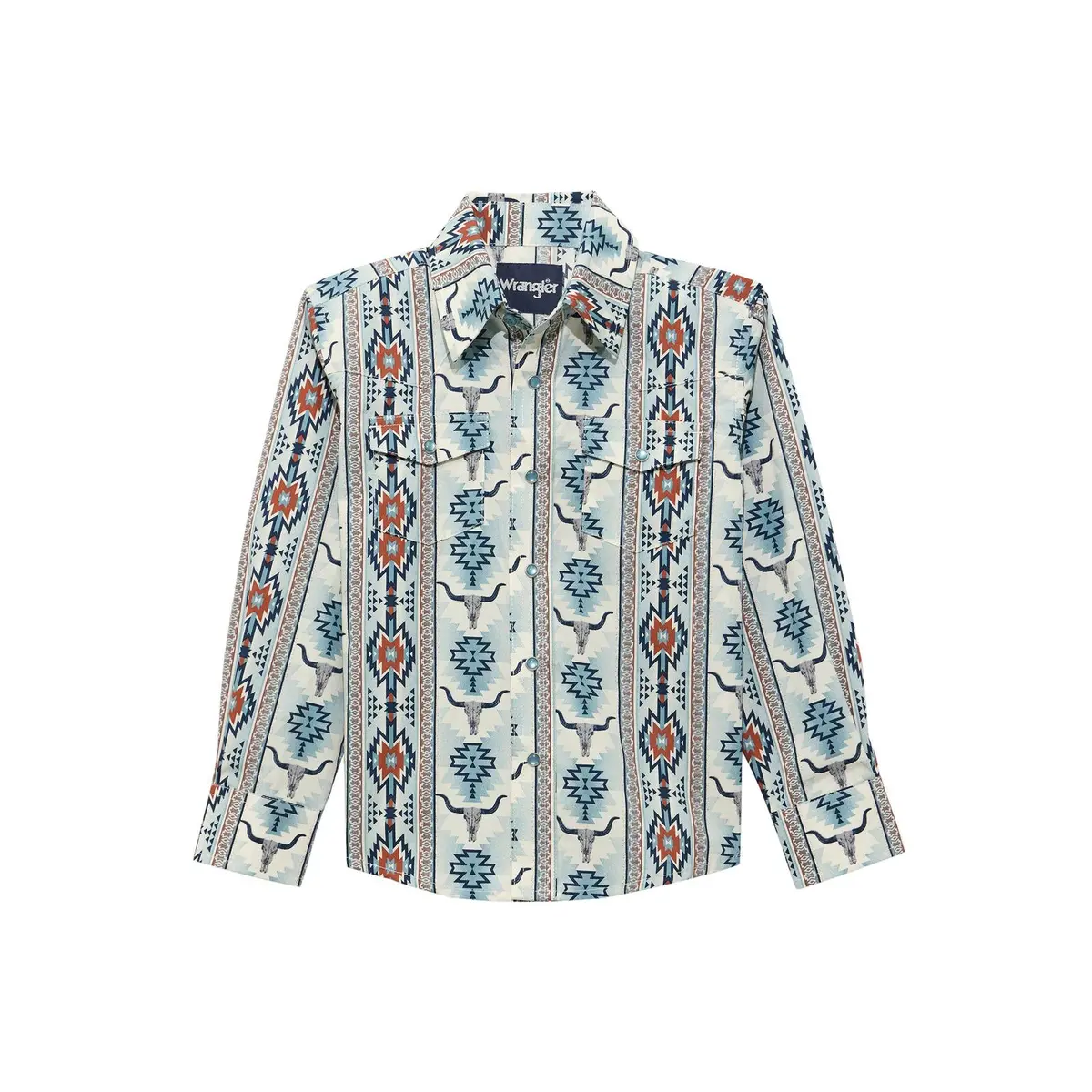 Wrangler Boys Checotah Long Sleeve Shirt In Grey Multi 1