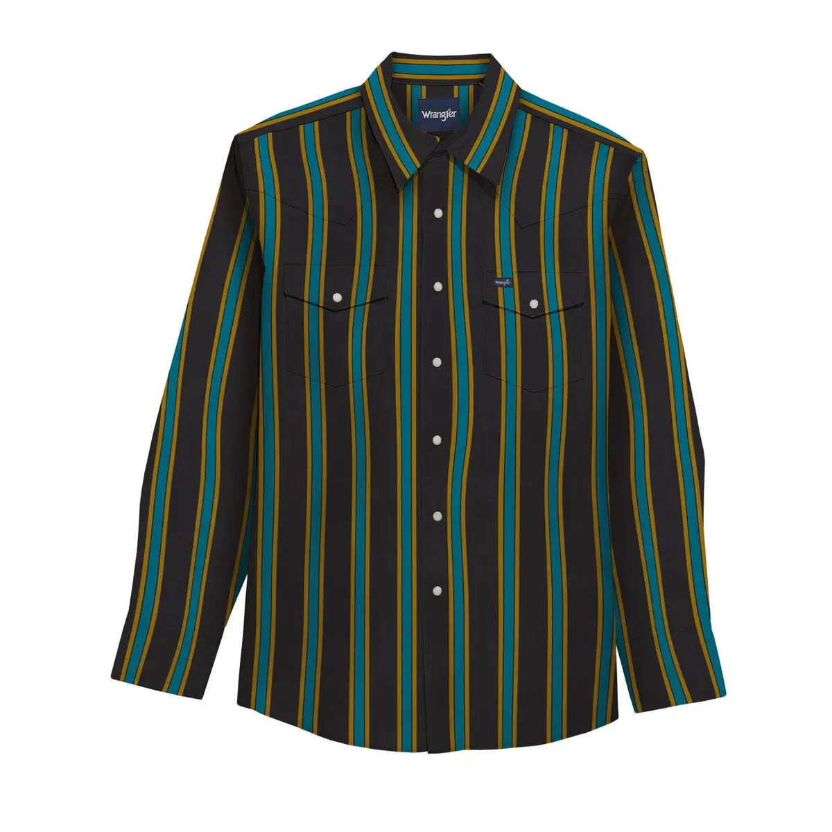 Wrangler Brushpopper Vintage Inspired Long Sleeve Shirt In Black Multi 1