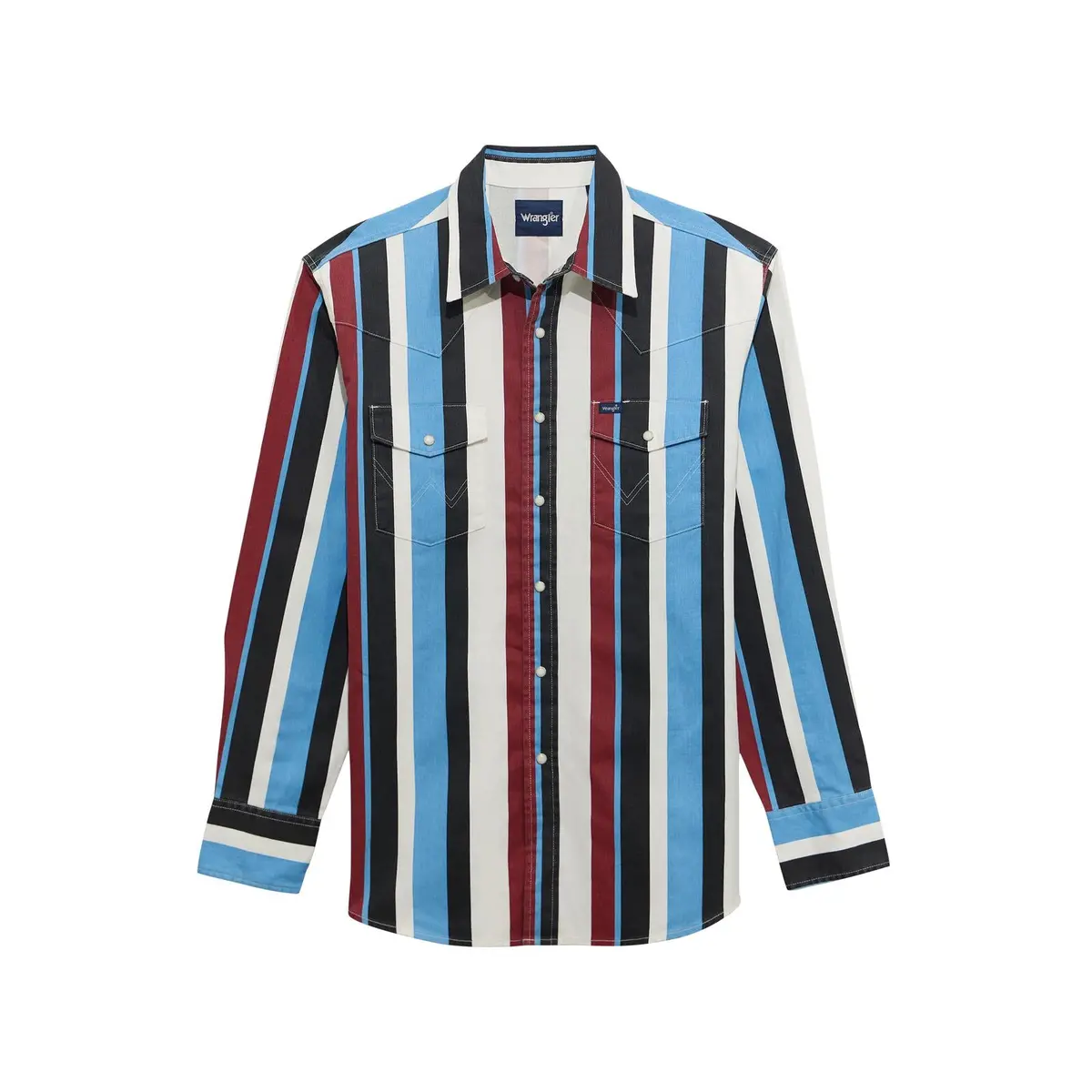 Wrangler Boys Vintage Brushpopper Long Sleeve Shirt In Blue Multi 1