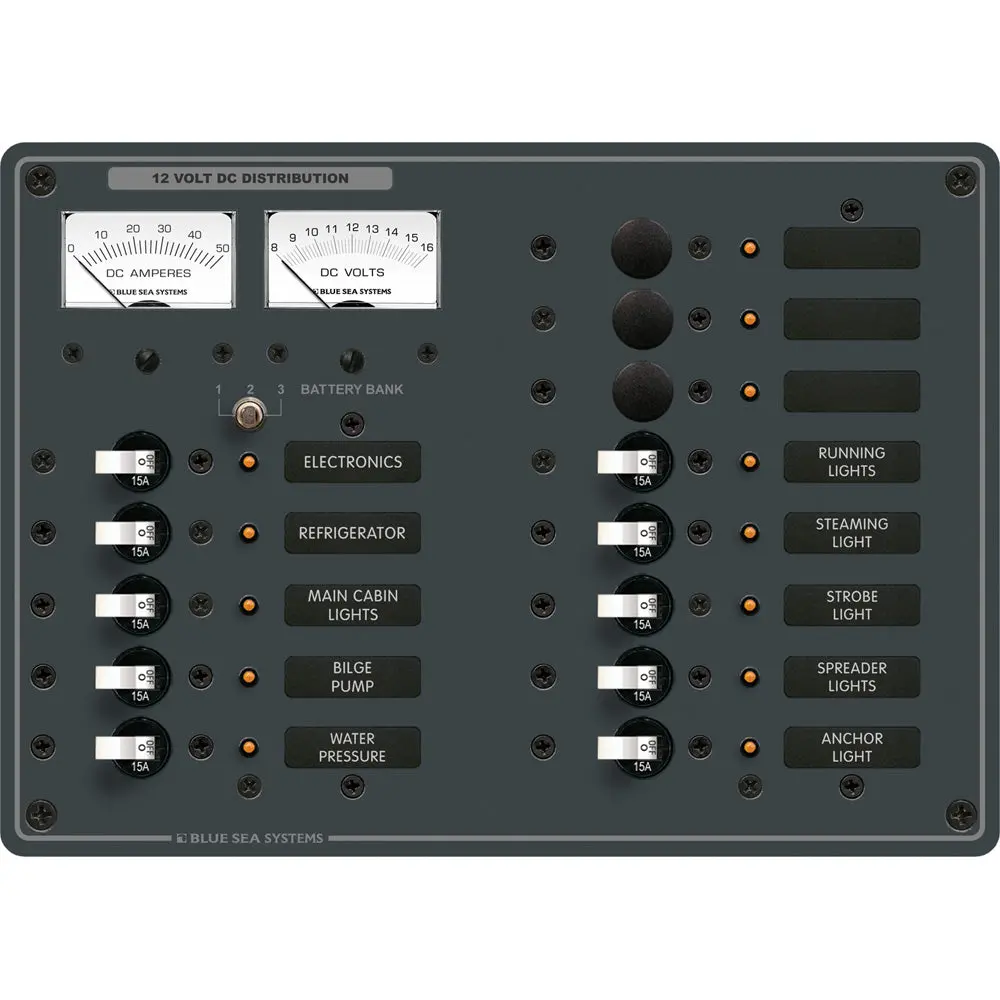 Blue Sea 8068 Dc 13 Position Toggle Branch Circuit Breaker Panel - White Switches [8068] 1