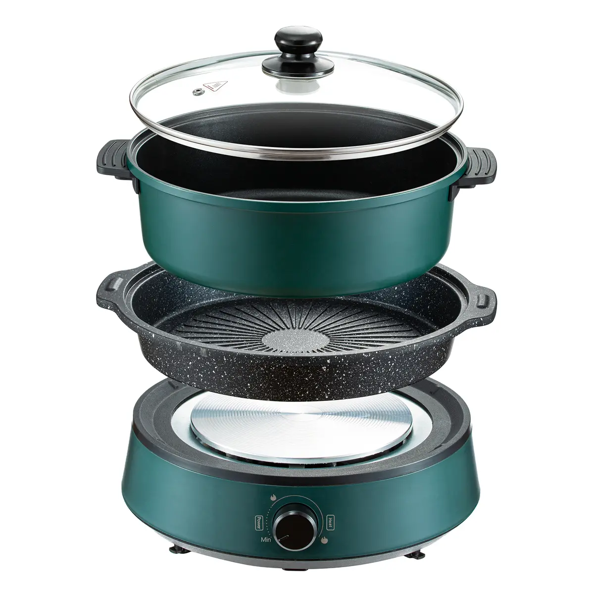Tecspace 2 In 1 Electric Skillet Split Hot Pot With Grill 1350W,Large Capacity 4.23 Qts.Cooking Pot,11 Inch Baking Pan,Overtemperature Protection 1