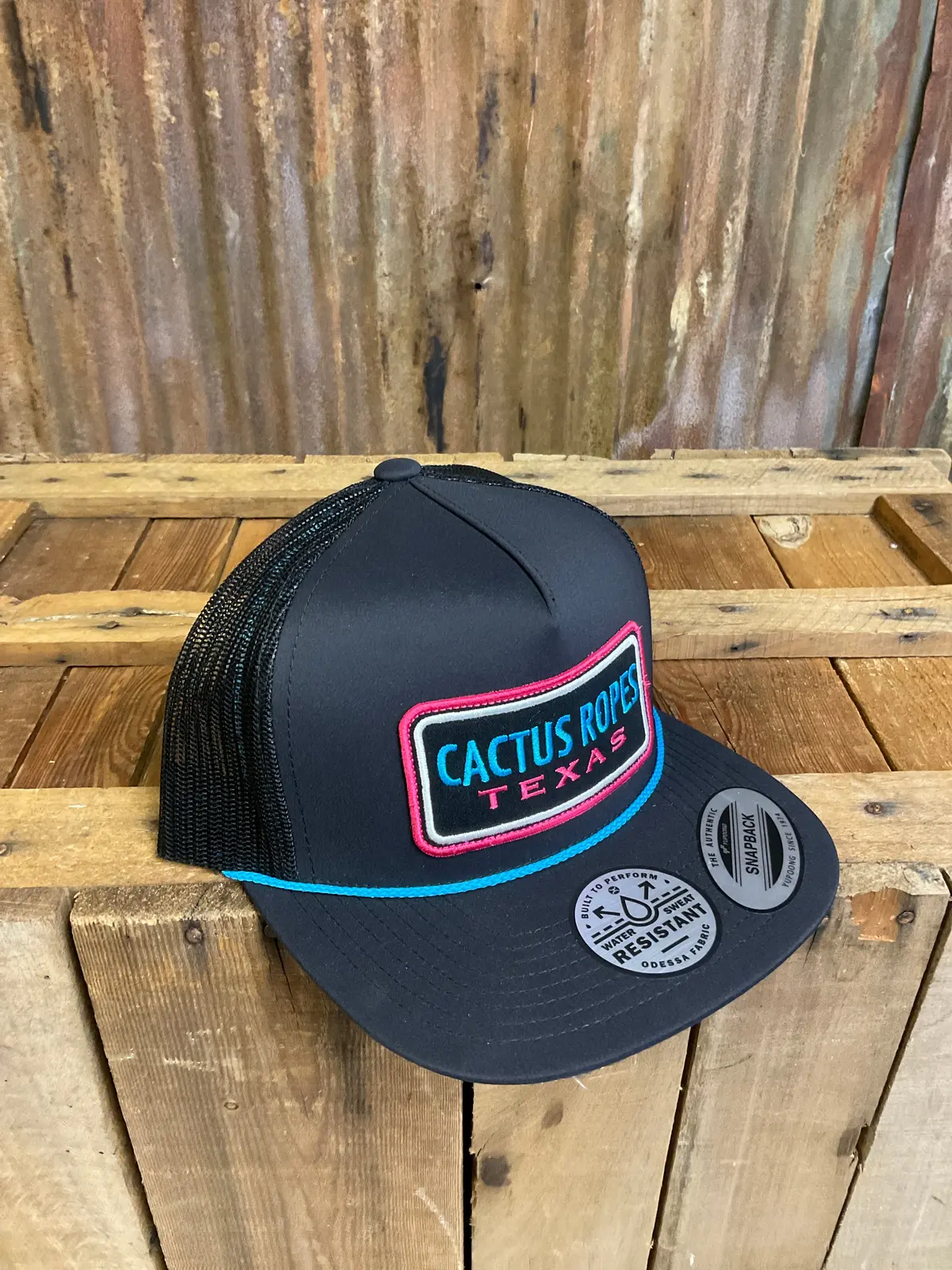 Hooey "Cactus Ropes" Black & Pink & Blue Hat 1