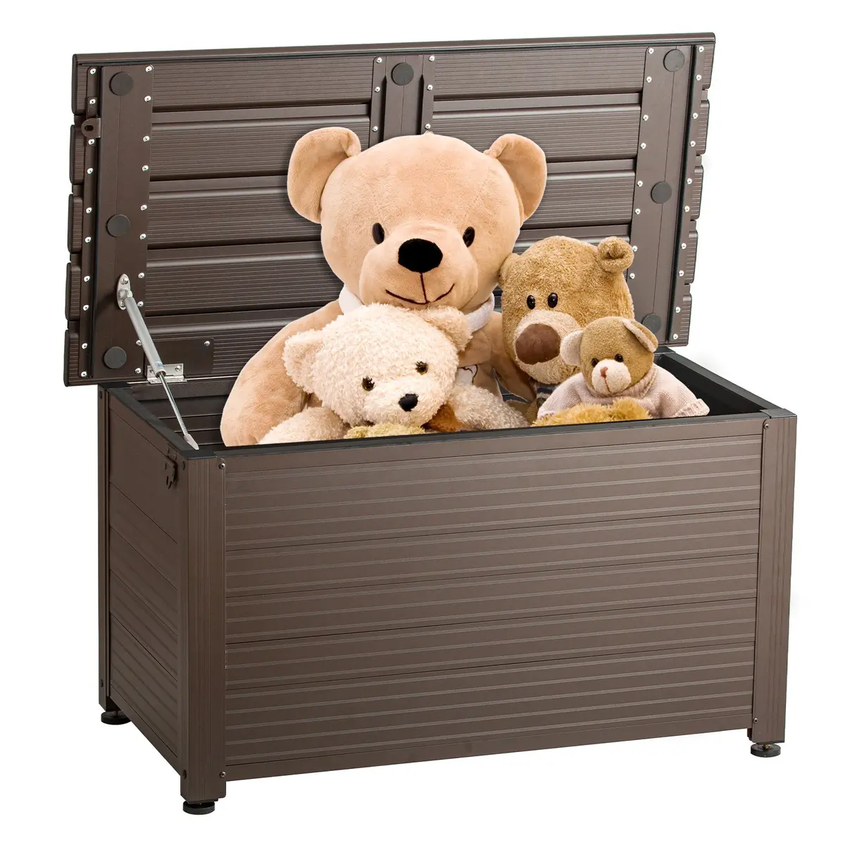 Tecspace Aluminum Deck Box Brown, Firm Aluminum Deck Box-Organization, Indoor And Outdoor Storage Box For Patio Furniture Cushions 1