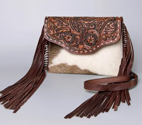 American Darling Cowhide And Tooled Leather Clutch 1