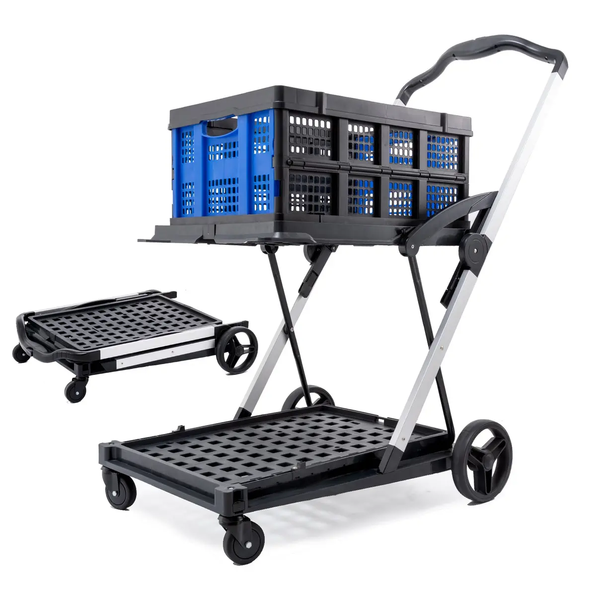 Code B0cxsmhywh Collapsible Shopping Cart On Wheels, Folding Shopping Cart With 360°Swivel Wheels, Multi Use Utility Cart Adjustable Portable Trolley, Used For Picnic, Supermarket, Blue 1
