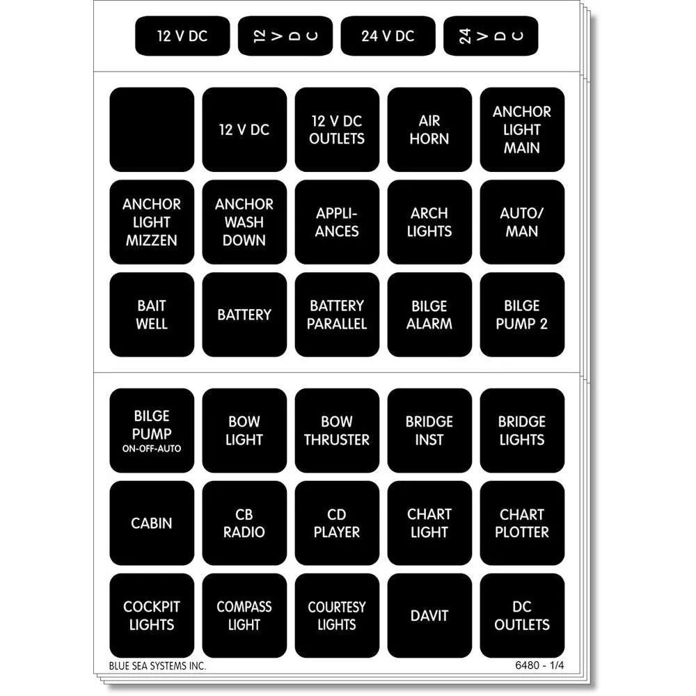 Blue Sea 4218 Square Format Label Set For Battery Management Panels - 30 [4218] 1