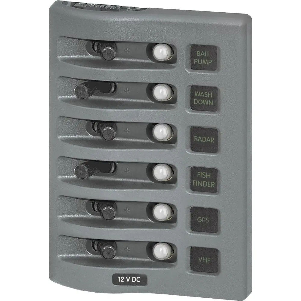 Blue Sea 4376 Weatherdeck Water Resistant Circuit Breaker Panel - 6 Position - Grey [4376] 1