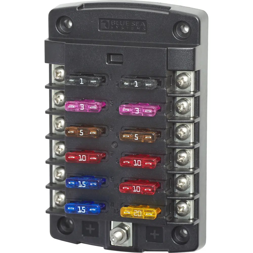 Blue Sea 5034 St Blade Fuse Block W/Out Cover - 12 Circuit W/Out Negative Bus [5034] 1