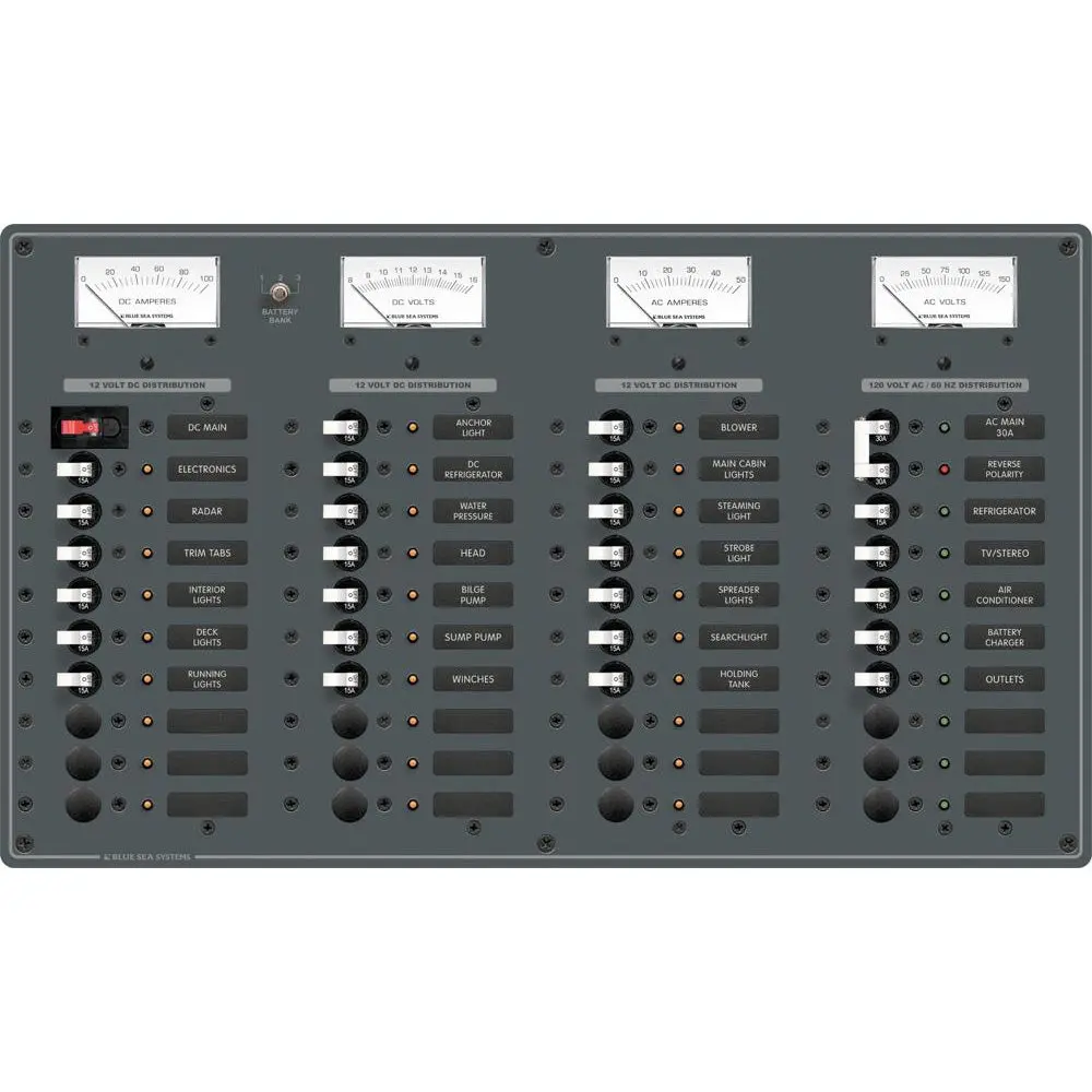 Blue Sea 8095 Ac Main +8 Positions / Dc Main +29 Positions Toggle Circuit Breaker Panel   (White Switches) [8095] 1