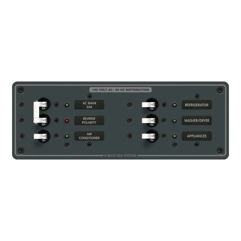 Blue Sea 8099 Ac Main +4 Positions Toggle Circuit Breaker Panel  (White Switches) [8099] 1
