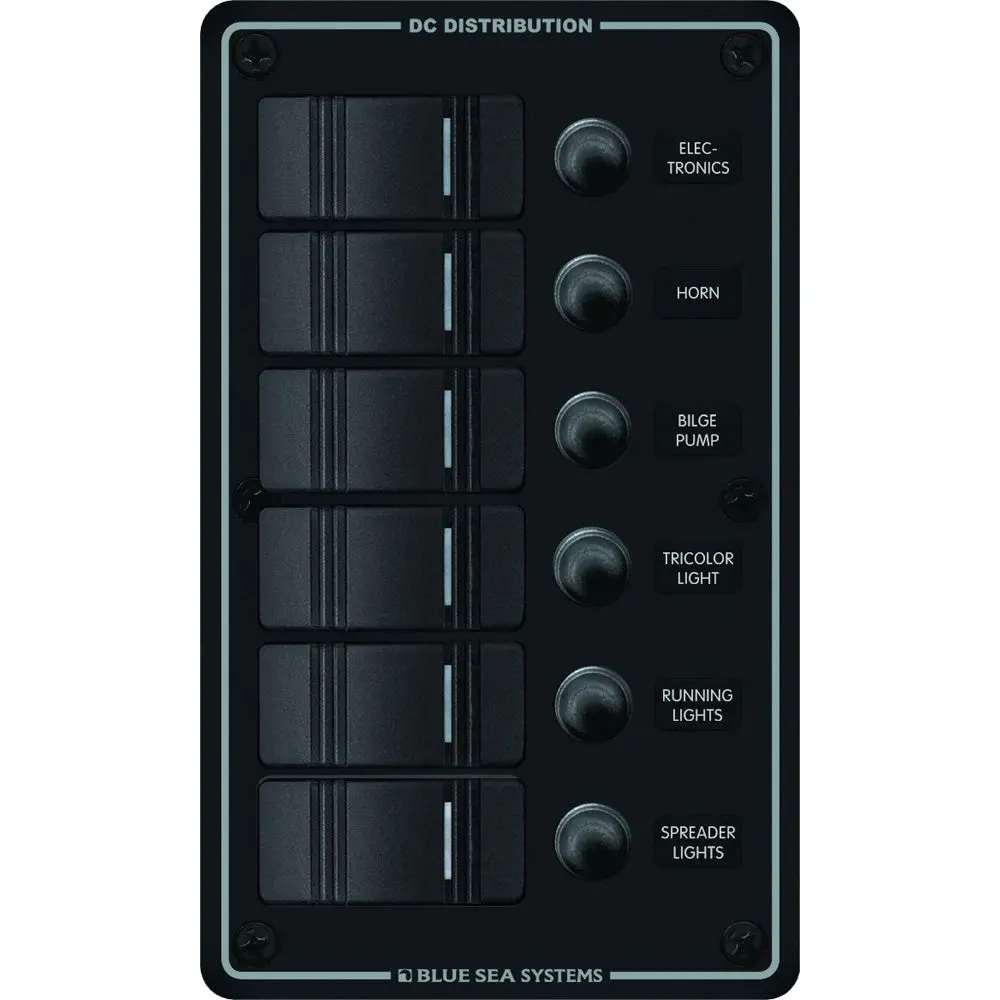 Blue Sea 8373 Water Resistant 6 Position - Black - Vertical Mount Panel [8373] 1