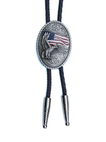 M&F Eagle And Usa Flag Bolo Tie 1