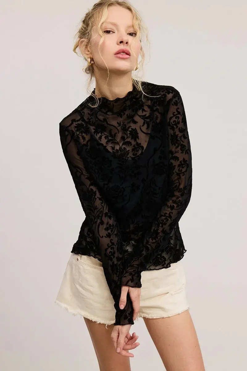 Zutter Floral Velvet Lace Top 1