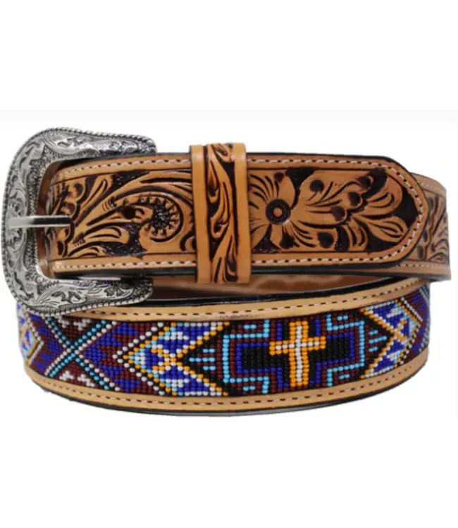 Challenger Western Floral Tooled Leather Belt 1