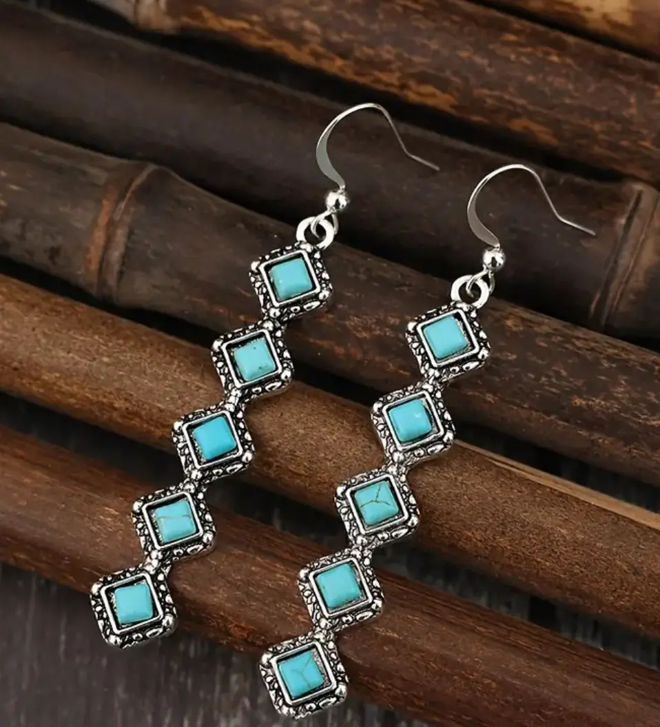 Long Turquoise Drop Earrings 1