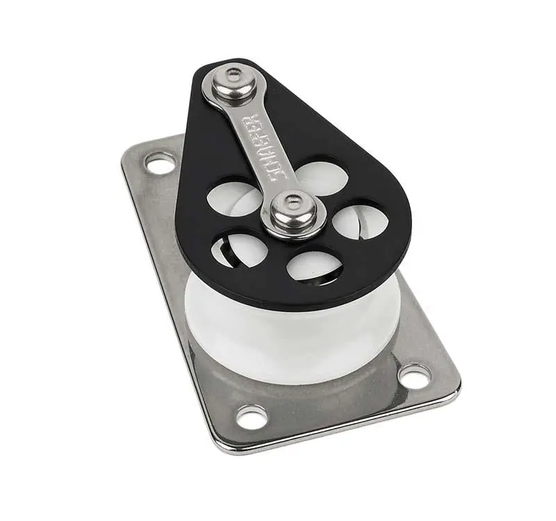 Schaefer Ball Bearing Flat Base Cheek Block, Max Line 7/16" 1