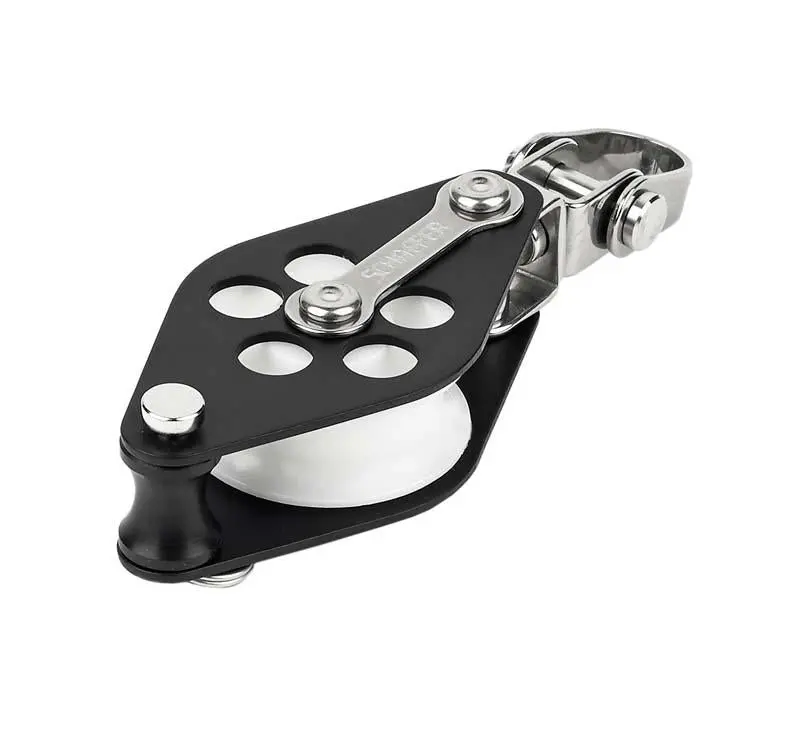 Schaefer Single Aluminum Block W/Swivel Shackle And Becket, Sheave Dia. 1 7/16" 1