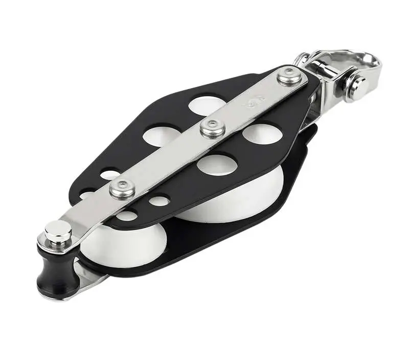 Schaefer Aluminum Fiddle Block W/Swivel Shackle & Becket, Sheave Dia. 1 7/16" 1