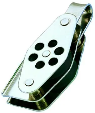 Wichard 24Mm Double Stainless Steel Block W/ Shackle, Becket & V-Cleat 1