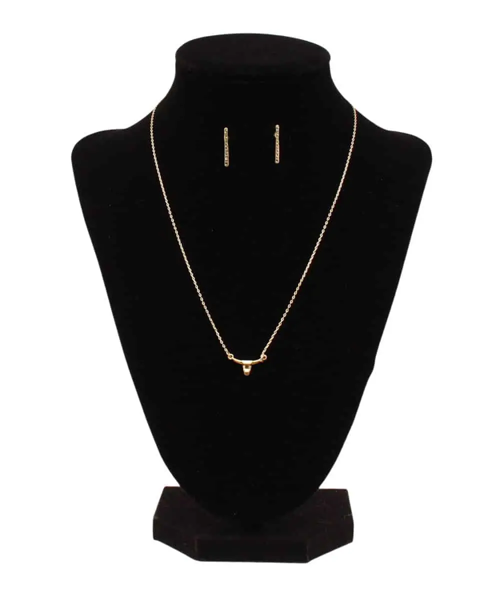 Blazin Roxx Gold Longhorn Necklace Set 1