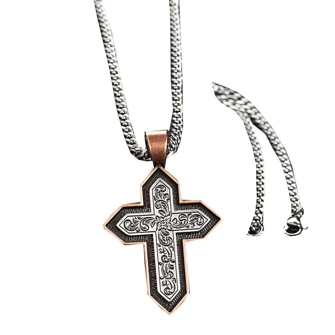 Silver Strike Cross Necklace 1