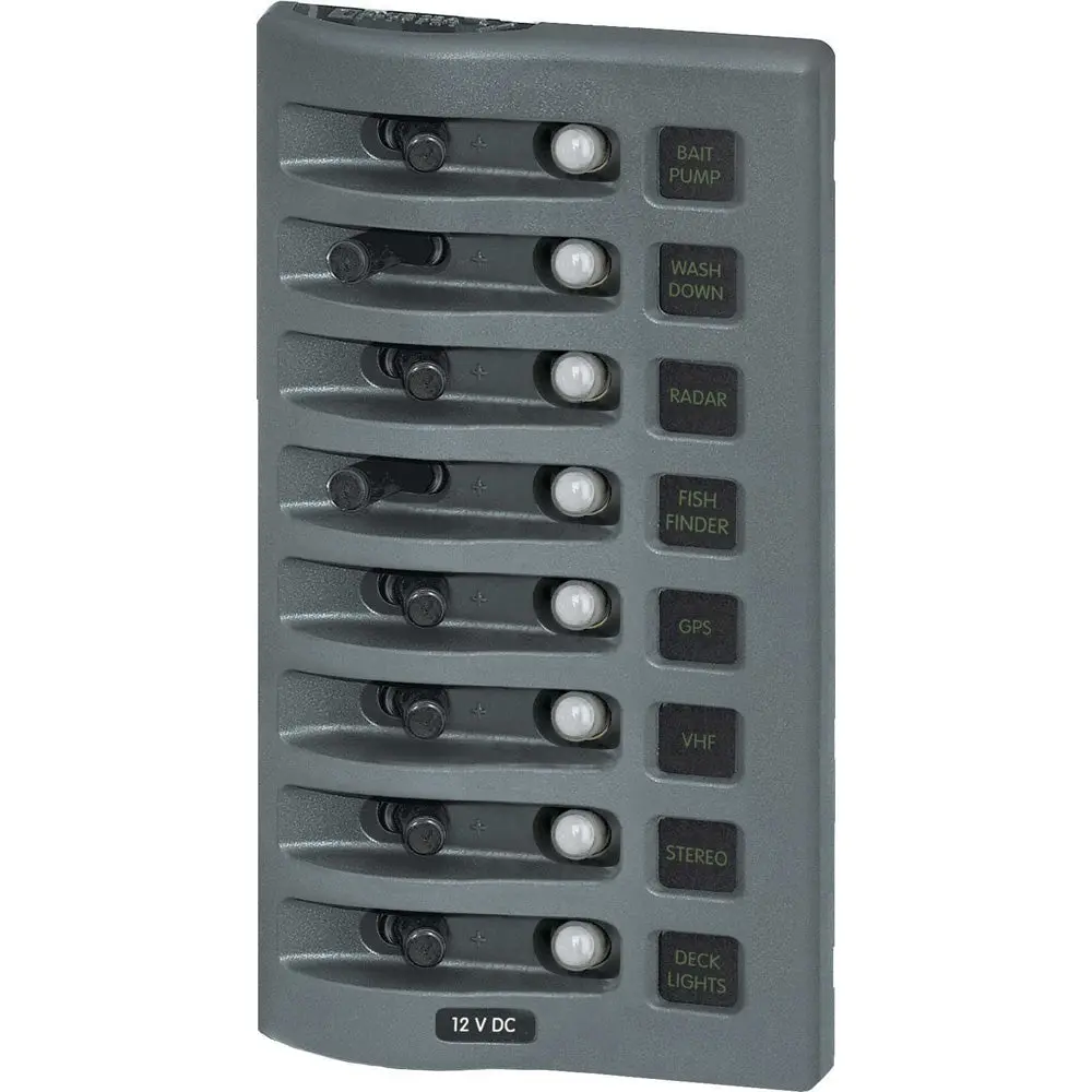 Blue Sea 4378 Weatherdeck Water Resistant Circuit Breaker Panel - 8 Position - Grey [4378] 1